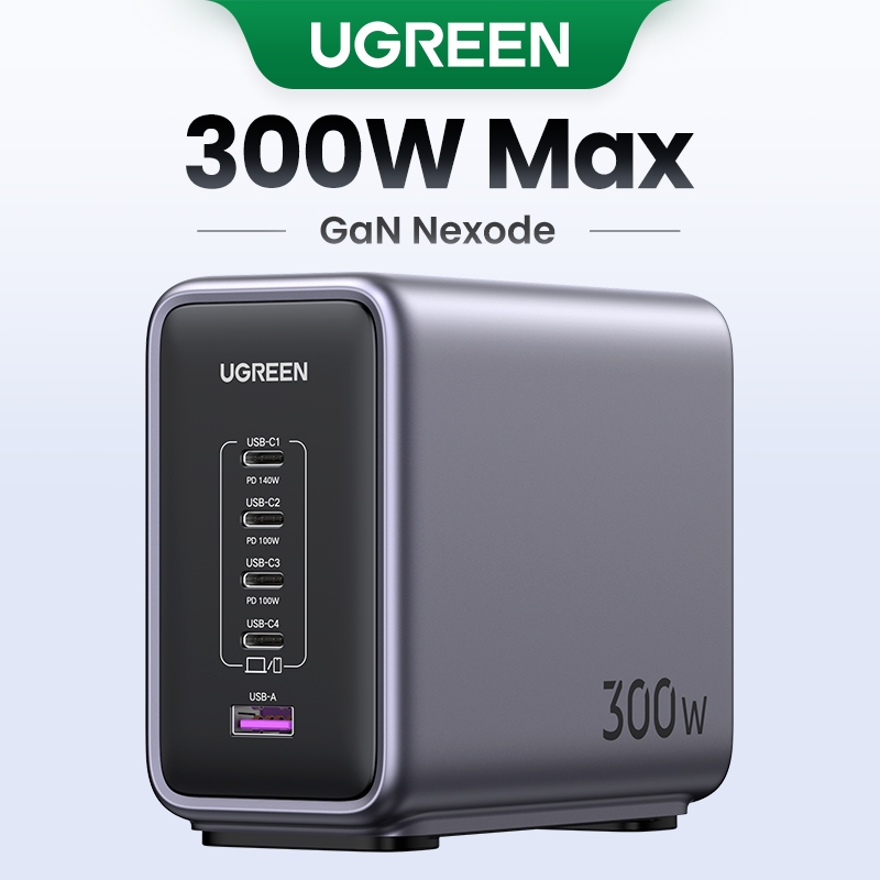 Đế sạc nhanh UGREEN 300W 5 USB C GAN 140W PD3.1 thích hợp cho MacbookProAir M2 Dell XPS iPad Pro iPhone 14 Pro Galaxy S2