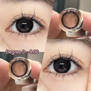Ksseye 2 chiếc kính áp tròng được phân loại 1 năm lớp 0,00 -8,00 14,50mm kính áp tròng màu đen / hồng đường kính lớn mắt barbie quyến rũ