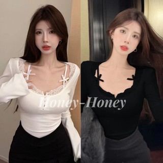 Áo thun hai mảnh giả dài tay khâu ren mỏng hơn nhìn Top 2024 Phong cách mới