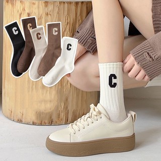 FHYL Hàn Quốc Mùa Xuân Cổ Điển Retro Chữ Đa Năng Thoáng Khí Thông Thường Tất Cotton Nguyên Chất Giữa Ống Khử Mùi Tất Mềm Cho Nữ