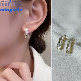 Vòng cung Hàn Quốc tinh tế Zircon bông tai cho phụ nữ Vintage sang trọng bên bông tai cho phụ nữ