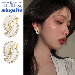 Thanh lịch bạc kim chống dị ứng bông tai stud nữ tính cao cấp cảm giác bông tai