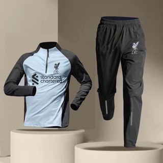 Áo sơ mi tập bóng đá nam Liverpool dài tay Bộ khởi động bóng đá nửa khóa kéo Quần áo tập luyện thể thao ngoài trời Chạy bộ Mặc áo sơ mi thoáng khí khô nhanh