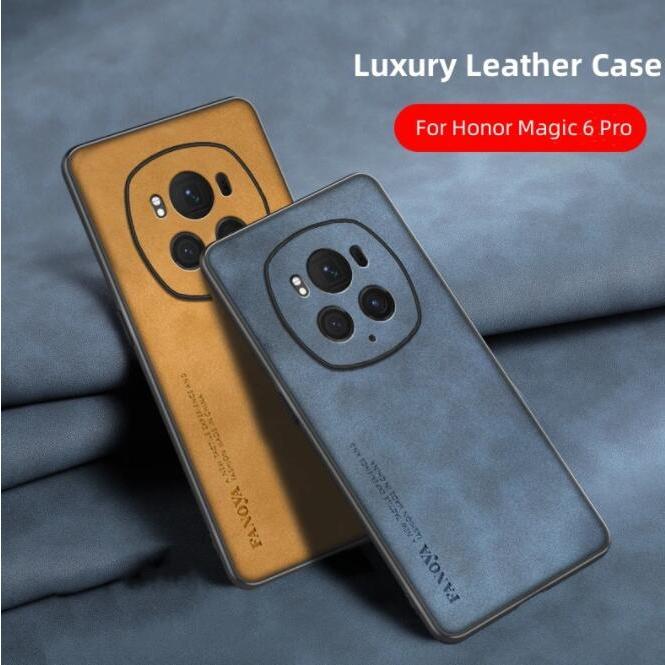 Honor Magic 6 Pro Magic6 Magic6Pro 6Pro Vỏ da cừu Lai da PU Chống sốc Bảo vệ Camera Ốp điện thoại