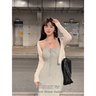 Cocorygirl Mùa hè gợi cảm buộc dây thon gọn thời trang lưng rỗng Váy đeo chéo quần áo nữ