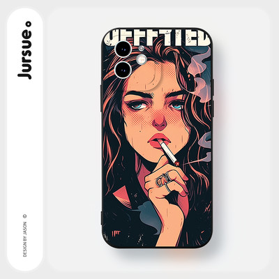 Ốp lưng JURSUE chống bẩn dễ thương đẹp độc lạ đen ngầu cho iPhone 16 15 14 13 12 11 Pro Max SE 2020 X XR XS ip 8 7 Plus kute Y5010Q