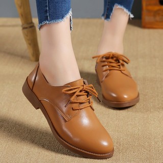 Giày da bò phong cách Oxford dành cho nữ Giày đế bệt kiểu dáng trang trọng