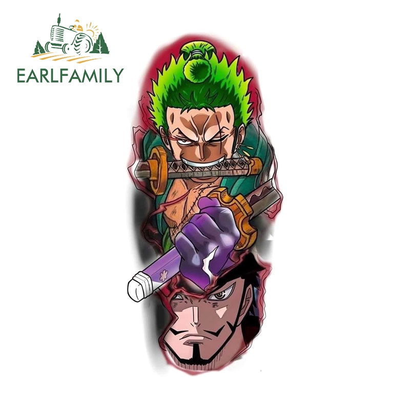 Earlfamily 13cm One Piece Zoro Xe Miếng Dán Chống Thấm Nước Cá Tính Xe Máy Ốp Lưng Windows Laptop JDM Vinyl Decal Ngộ nghĩnh Bảo Vệ Cửa Ô Tô