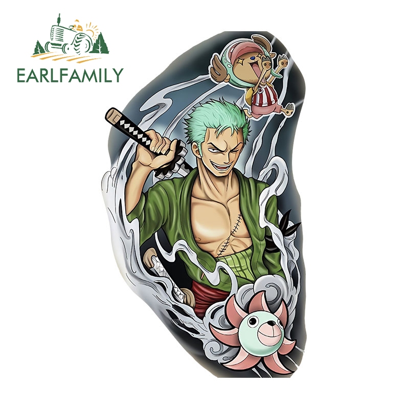 Earlfamily 13cm One Piece Zoro Xe Miếng Dán Chống Thấm Nước Cá Tính Xe Máy Ốp Lưng Windows Laptop JDM Vinyl Decal Ngộ nghĩnh Bảo Vệ Cửa Ô Tô