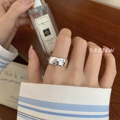 DREJEW Nhẫn mở kẻ sọc Hàn Quốc mới khí chất cao cấp nhẹ sang trọng Nhẫn ngón trỏ thời trang trang trang sức tay đơn giản