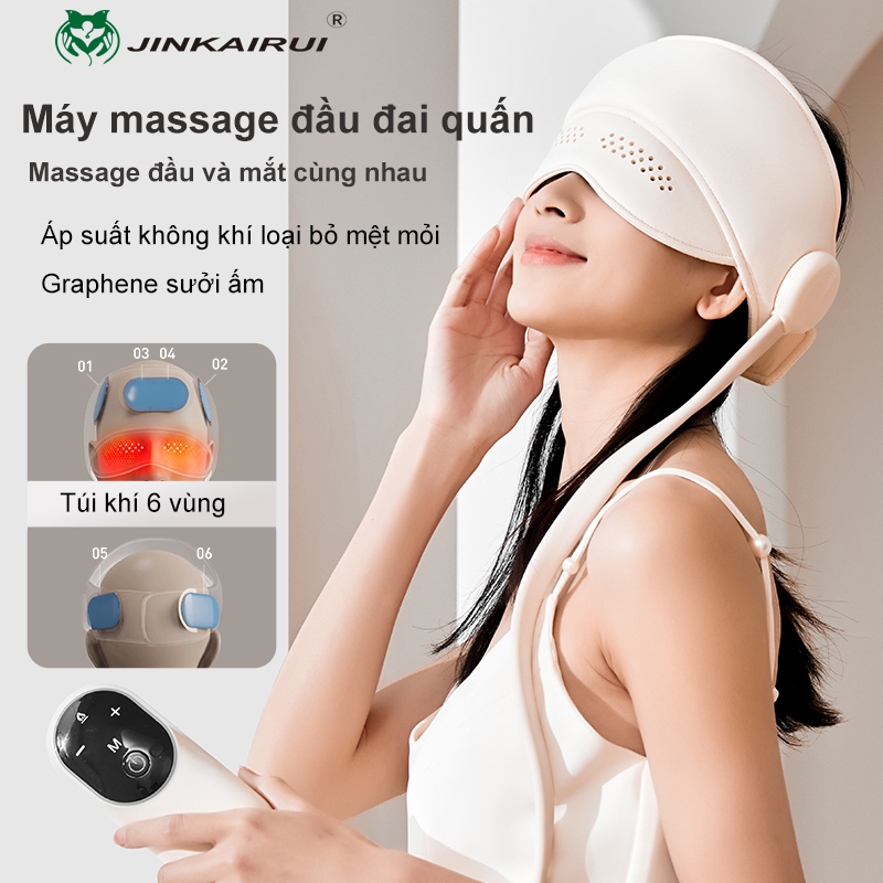 Máy massage nén xoa bóp đầu/mắt ANRAN JINKAIRUI chạy điện sưởi ấm giảm đau đầu cho giấc ngủ/thư giãn chăm sóc sức khỏe