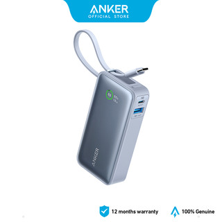 Anker Nano Power Bank, Bộ sạc di động 10.000mAh có cáp USB-C tích hợp, Đầu ra tối đa PD 30W với 1 USB-C, 1 USB-A, Bộ pin cho iPhone 15 / 14 Series, MacBook, Galaxy, iPad,