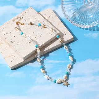 Gmai Shell Sao Biển Conch Vòng Cổ Cho Nữ Thời Trang Bãi Biển Xương Đòn Dây Chuyền Quà Tặng Trang Sức