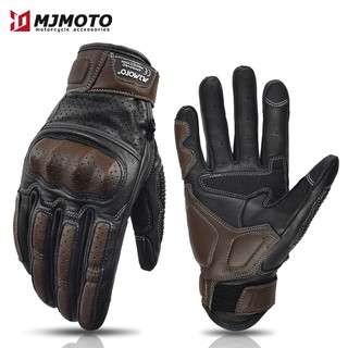 Găng tay da xe máy retro thoáng khí mùa hè, cảm ứng, bảo vệ CE, thể thao ngoài trời, Komine MJ-217
