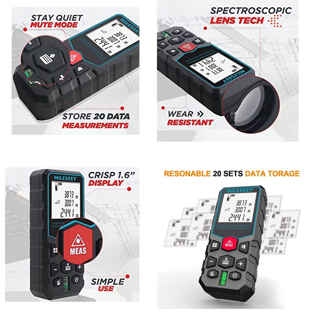 ★Băng Đô Thiết Kế Xinh Xắn Thời Trang★Thước Dây Đo Góc Điện Tử laser Thông Minh Độ Chính Xác Cao Màn Hình lcd 100m