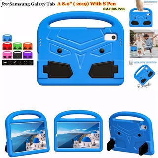For samsung galaxy tab a 8.0" case with s pen sm-p205 p200 tablet case child safety cover protective shell anti-fall bracket
