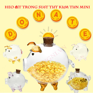 Nút chai thủy tinh/con heo đất tiết kiệm/trang trí bàn làm việc tự làm/con heo đất nhỏ/con heo đất nhỏ đựng đậu tiết kiệm vàng