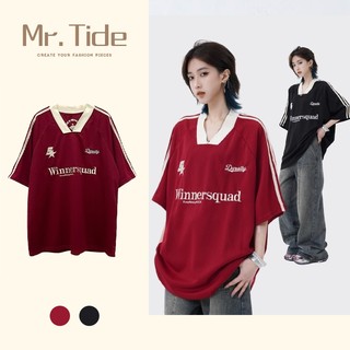 Áo Thun Tay Ngắn Cổ Chữ V Winnersquad Thêu Họa Tiết Phong Cách Retro Phối Màu