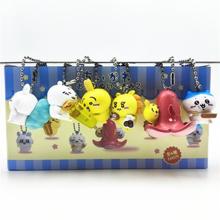 6 Cái   bộ Anime Nhật Bản Chiikawa Hình Biển Otter Mèo Bay Sóc Thỏ Gấu Móc Chìa Khóa Phiên Bản Q DIY PVC Nhân Vật Hành Động Mô Hình Búp Bê Đồ Chơi 