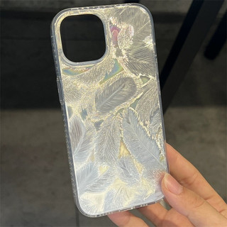 Sang Trọng Laser Lấp Lánh Nhiều Màu Sắc Lông Vũ Nghệ Thuật In Hình Ốp lưng iPhone 15 14 13 12 11 Pro Max Chống Sốc Mặt Sau Cứng Bảo Vệ