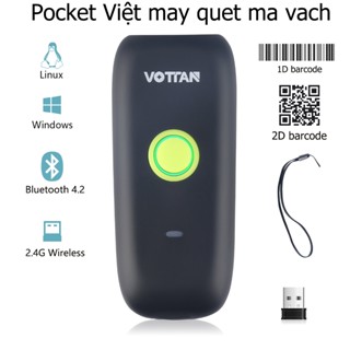 Máy quét mã QR di động, Máy quét mã vạch 3 in1 USB Bluetooth 2.4Ghz Tương thích, Mini Máy quét mã vạch 1D 2D bỏ túi nhỏ để kiểm kê, Đầu đọc hình ảnh không dây cho máy tính bảng iPad Điện thoại Android