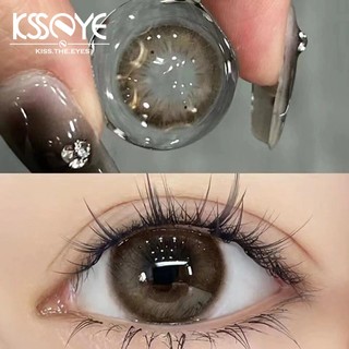 Ksseye 2 chiếc Ống kính tiếp xúc màu nâu Ống kính tiếp xúc mềm tự nhiên cho mắt Trang trí thời trang Ống kính áp tròng 14,2mm cho sáu tháng sử dụng