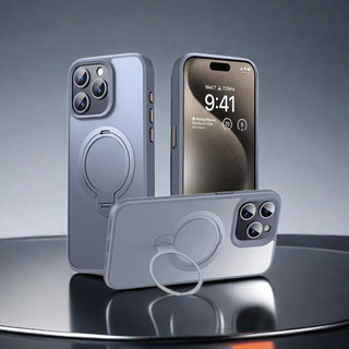 【Hight quality/360° rotatable Metal Bracket/Matte acrylic hard case/Orange】ốp lưng compatible for iphone 12 13 14 15 pro max case