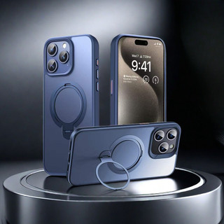 【Hight quality/360° rotatable Metal Bracket/Matte acrylic hard case/Orange】ốp lưng compatible for iphone 12 13 14 15 pro max case
