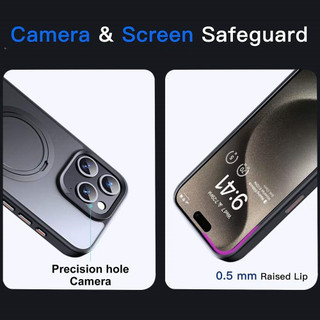 【Hight quality/360° rotatable Metal Bracket/Matte acrylic hard case/Orange】ốp lưng compatible for iphone 12 13 14 15 pro max case