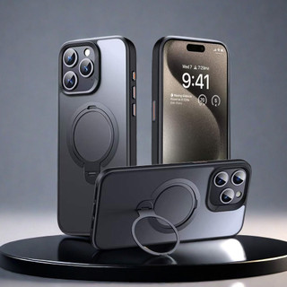 【Hight quality/360° rotatable Metal Bracket/Matte acrylic hard case/Orange】ốp lưng compatible for iphone 12 13 14 15 pro max case