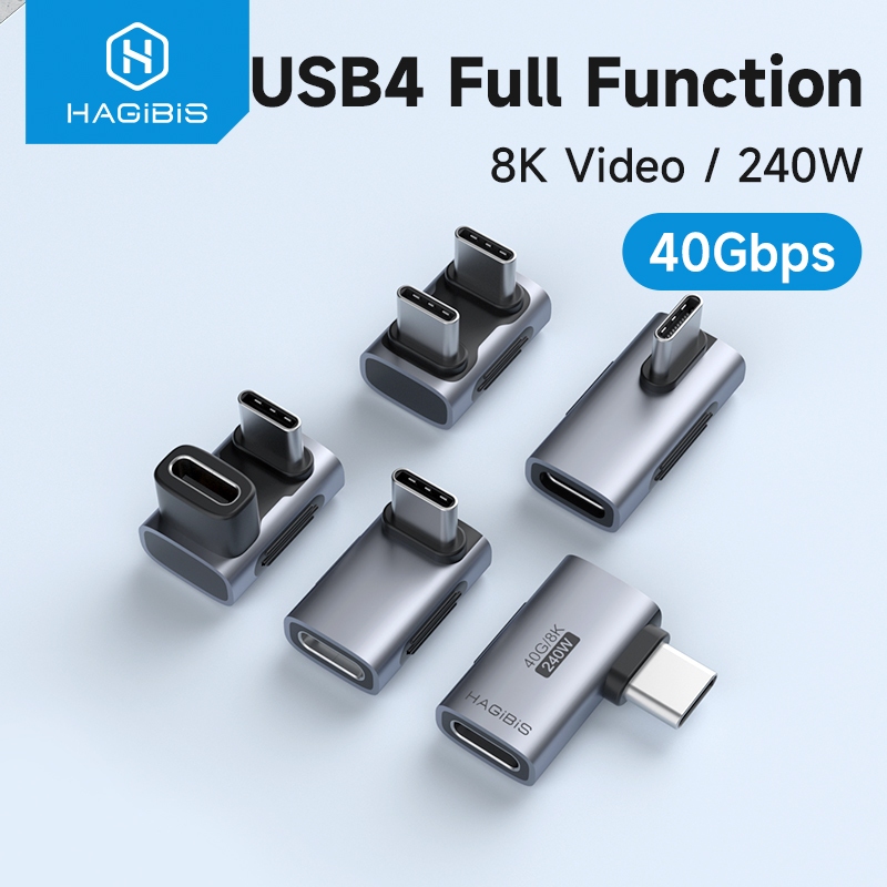 Bộ chuyển đổi Hagibis USB C sang C 40Gbps 8K 60Hz Bộ chuyển đổi 90 độ USB4 cho máy tính bảng Thunder