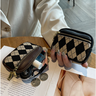 Mới Kẻ Sọc Lưới Đỏ Ví Nữ Mini Nhỏ Ví Đựng Tiền Xu Zipped Ví Đựng Tiền Xu Ví Ngắn