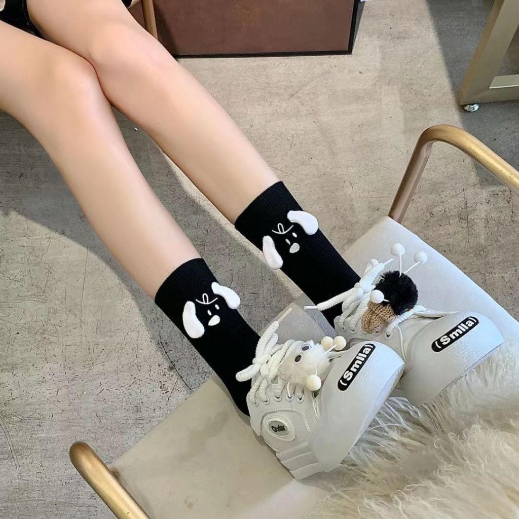 🍒🍒Cherrykoko Vớ Búp Bê Ba Chiều Kẻ Sọc Dọc Màu Đen Phong Cách Nhật Bản Thời Trang Xuân Hè Dành Cho Bạn Nữ