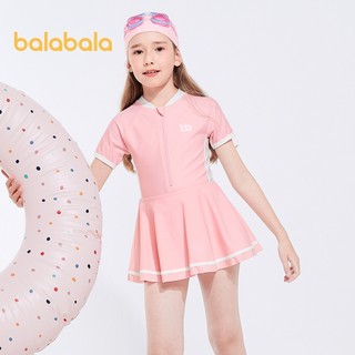 Balabala Trẻ Em Bơi Trang Phục Bé Gái Một Mảnh Bộ Đồ Bơi Mùa Hè Trung Lớn Trẻ Em Thanh Lịch Phong Cách Đại Học Màu Sắc Va Chạm Váy Bơi