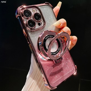 Lấp Lánh Sang Trọng Có Giá Đỡ Từ Tính Tương Thích Cho iPhone 15 14 13 12 11 Pro Max Vỏ Chống Sốc