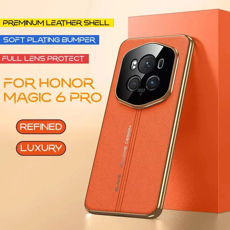 Bao Da Chính Hãng Cho Honor Magic 6 Pro Ốp Lưng Mạ Ốp Lưng Chống Sốc Cho Honor Magic 6 Pro Full Lens