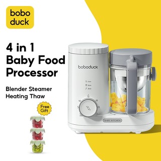 Boboduck Máy chế biến thực phẩm trẻ em Máy xay sinh tố nóng Máy hơi nước Máy thực phẩm tinh khiết 4 trong 1 200mL F9005