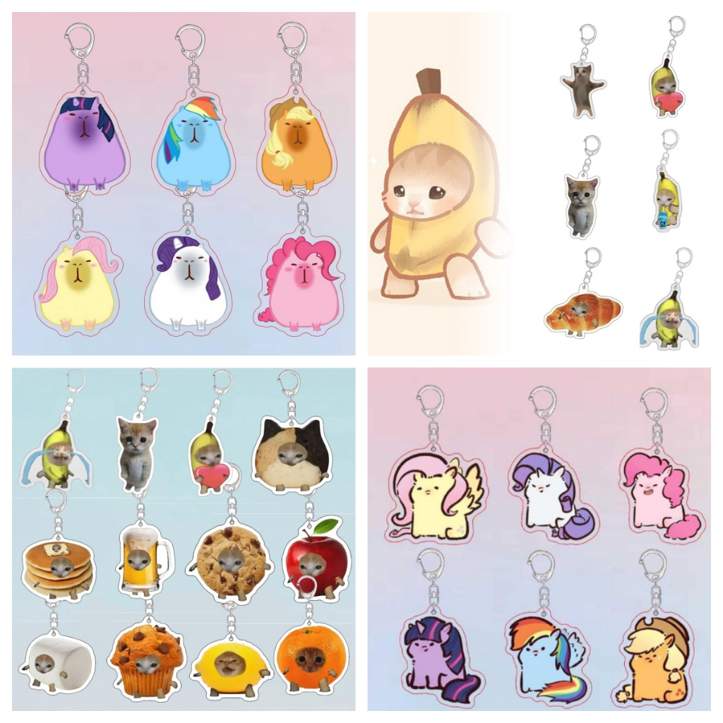 Chuối Mèo Móc Khóa Capybara Little Pony Móc Khóa Acrylic Móc Khóa Túi Học Sinh Mặt Dây Chuyền Quà Tặng