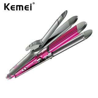 Kemei Máy duỗi tóc 4 trong 1 Máy uốn tóc Cây đũa phép uốn phẳng và uốn sắt nữ Tạo kiểu tóc Waver Nhiệt độ có thể điều chỉnh