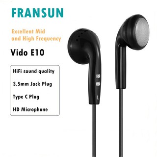Fransun e10 vido tai nghe trong tai tai nghe tai nghe tai nghe tai nghe năng động đầu phẳng cắm tai nghe bass hifi bass chất lượng âm thanh tai nghe 3.5mm loại c