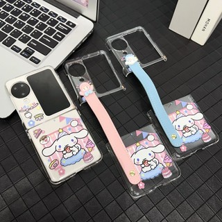Ốp điện thoại Cho OPPO Find N2 FLIP Ốp điện thoại Cứng Trong Suốt Siêu Mỏng Có Dây Đeo Tay
