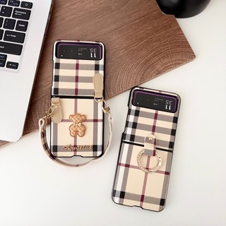 Ốp Lưng Cho Motorola Moto Razr 60 Pro 40 50 ULTRA Ốp lưng Kẻ Sọc Vải Họa Tiết Siêu Mỏng Ốp Lưng Có Vòng Dây Buộc