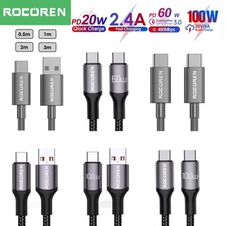 Cáp sạc nhanh Rocoren PD cho điện thoại Laptop Tương thích với Type C iP Micro USB