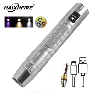 Haixnfire SV330 Đèn Tím 365nm UV Trắng Vàng 3 Đèn Pin LED Sạc USB