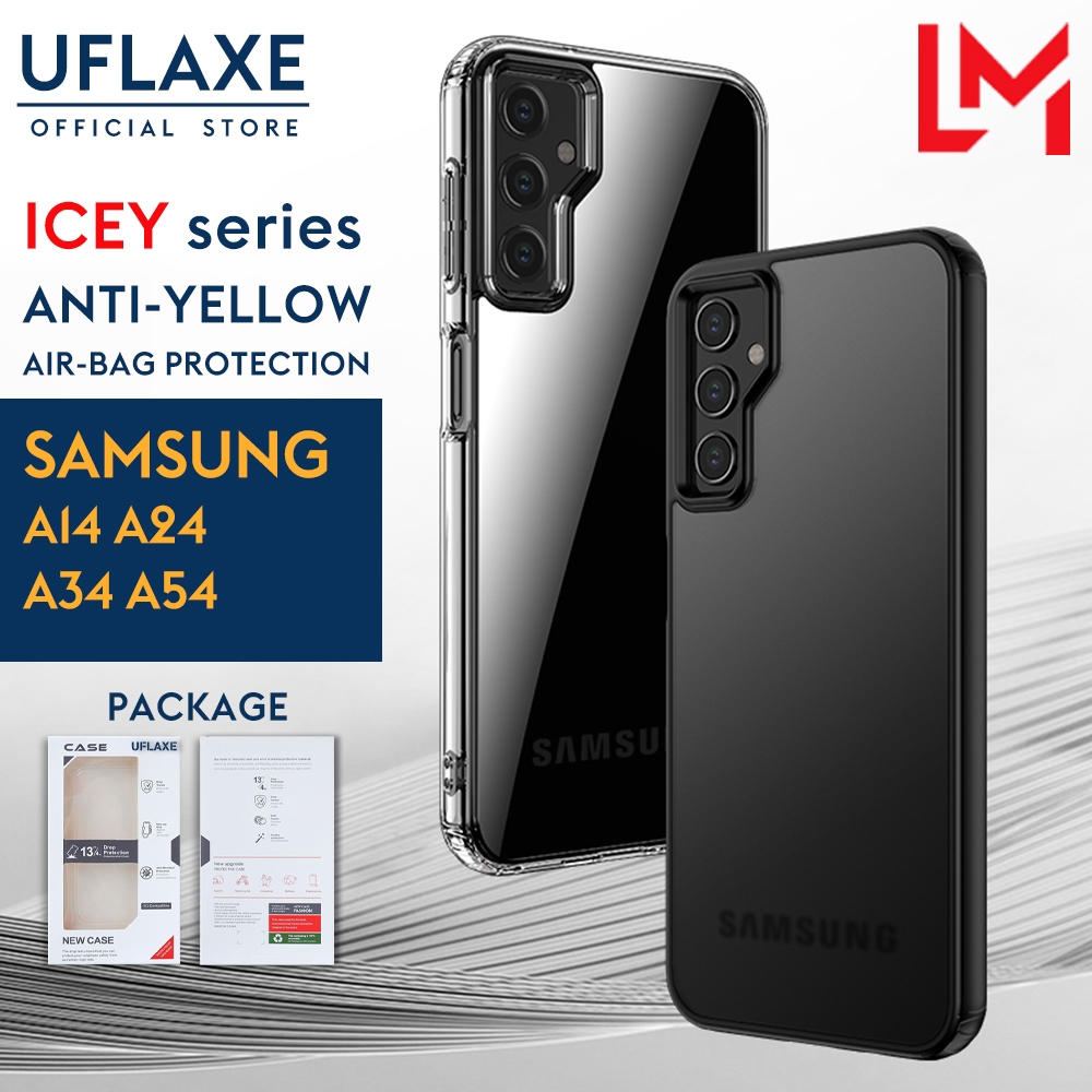 UFLAXE ICEY Ốp Cứng Chống Sốc Cho Samsung Galaxy A14 A24 A34 A54 5G Ốp Điện Thoại Trong Suốt Mờ Ốp Lưng Bảo Vệ Toàn Diện Bền Chặt Chống Vàng