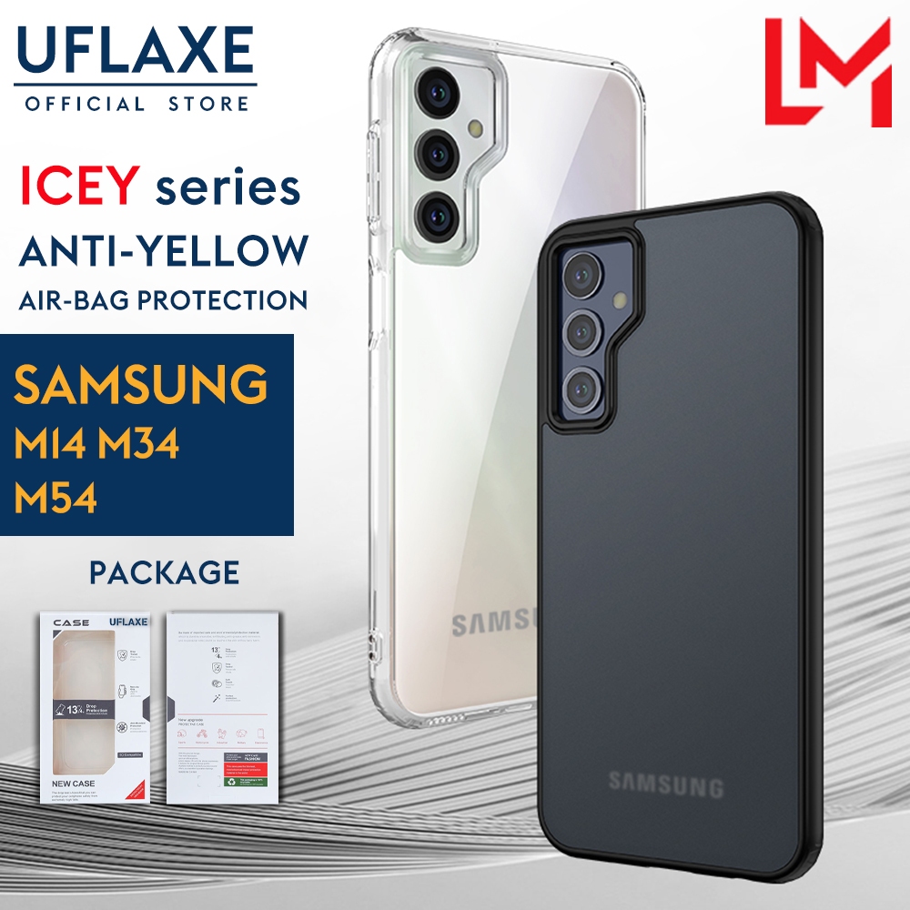 UFLAXE ICEY Ốp Cứng Chống Sốc Cho Samsung Galaxy M14 M34 M54 5G Ốp Điện Thoại Trong Suốt Mờ Ốp Lưng Bảo Vệ Toàn Diện Bền Chặt Chống Vàng