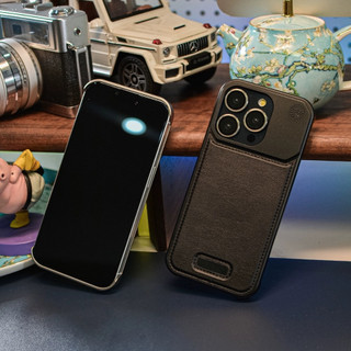【Metal+Leather Aromatic Hard case/Brown】ốp lưng compatible for iPhone 13 14 15 pro max case