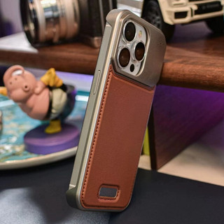 【Metal+Leather Aromatic Hard case/Brown】ốp lưng compatible for iPhone 13 14 15 pro max case