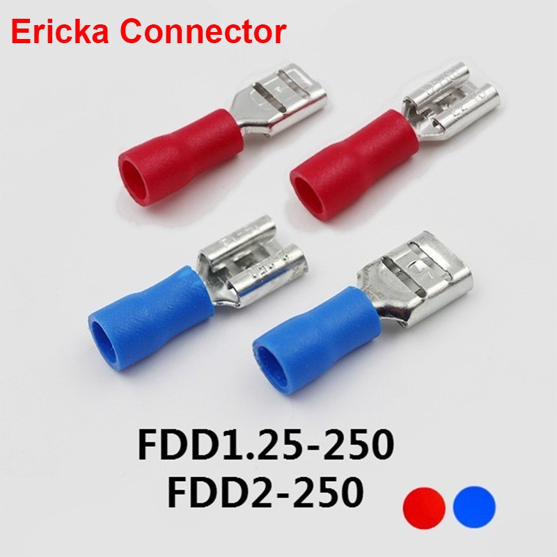 50 Cái / lốc Nữ Cách Nhiệt Trước Nhà Ga Lò Xo Lạnh Đầu Cuối Lug Kết Nối FDD1.25-250 FDD2-250