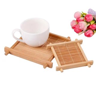 Miếng lót ly trà bằng gỗ tre